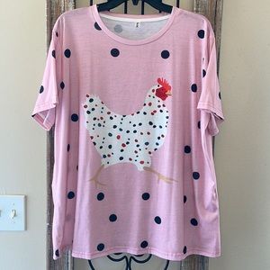 Chicken Polka Dot Top sz 1X
